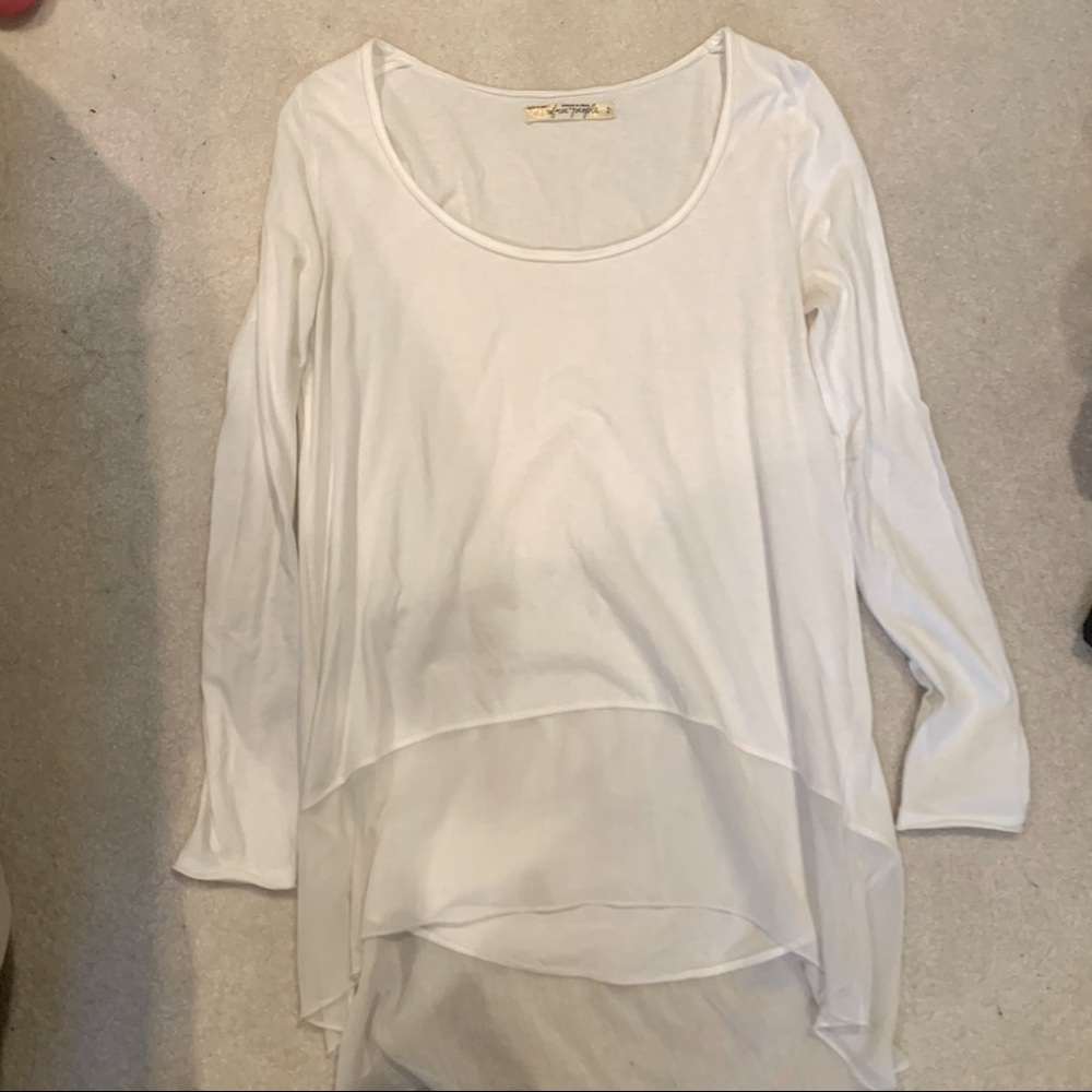 Free People | White High/Low Longsleeve
